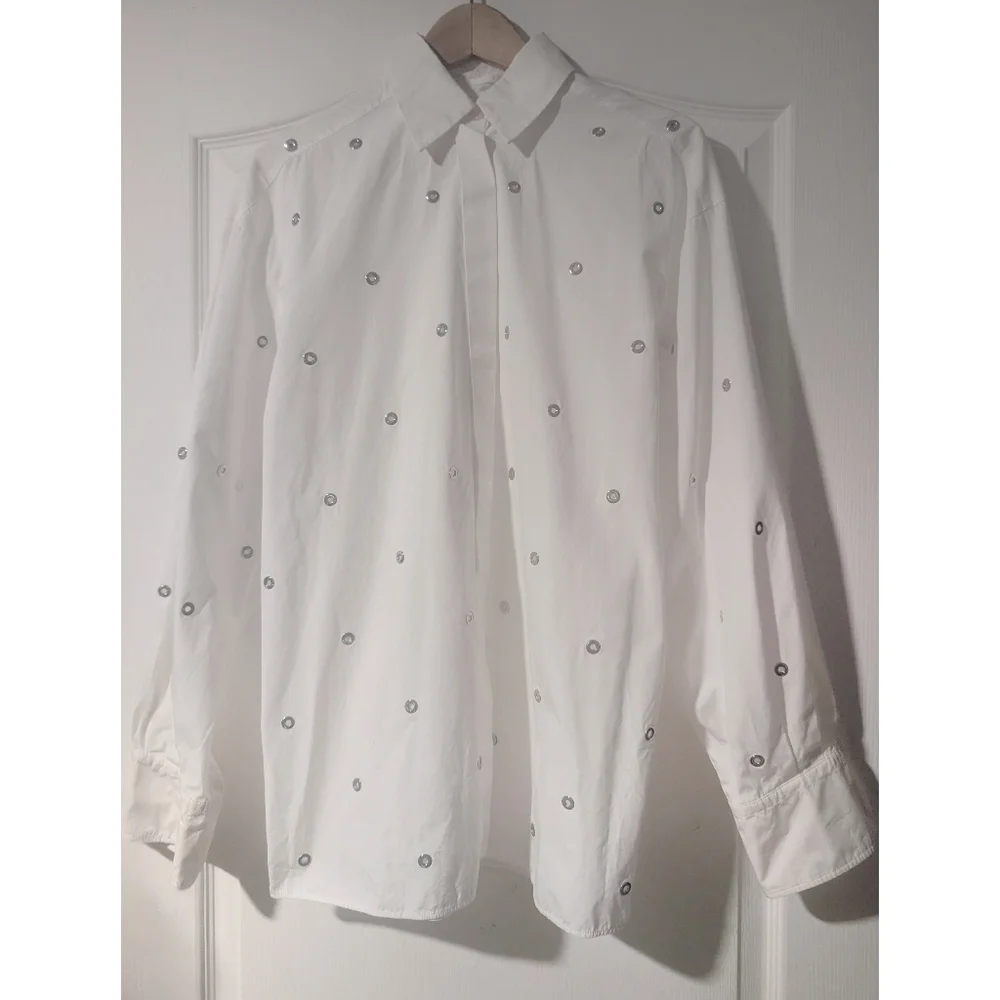 SPORTMAX | Elio eyelet-embellished cotton-poplin shirt In White - Picture 4 of 12
